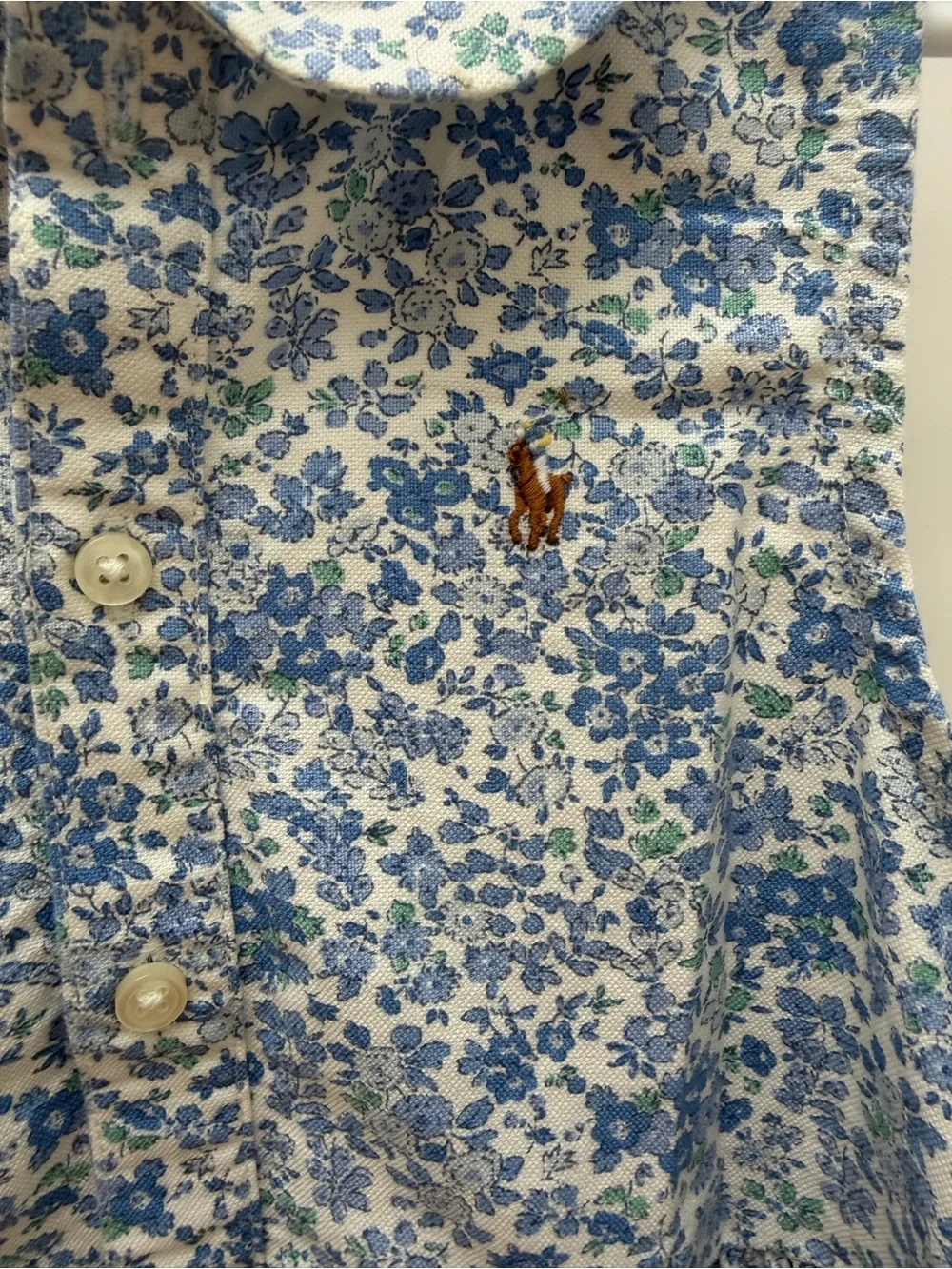 Ralph Lauren Blue Floral Sleeveless Peter Pan Collar Dress Girls Size 6 NWT
